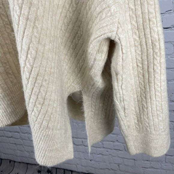 Zara Beige Knit Oversized Boxy Pullover Side Slits Sweater Size Large L - Picture 10 of 14